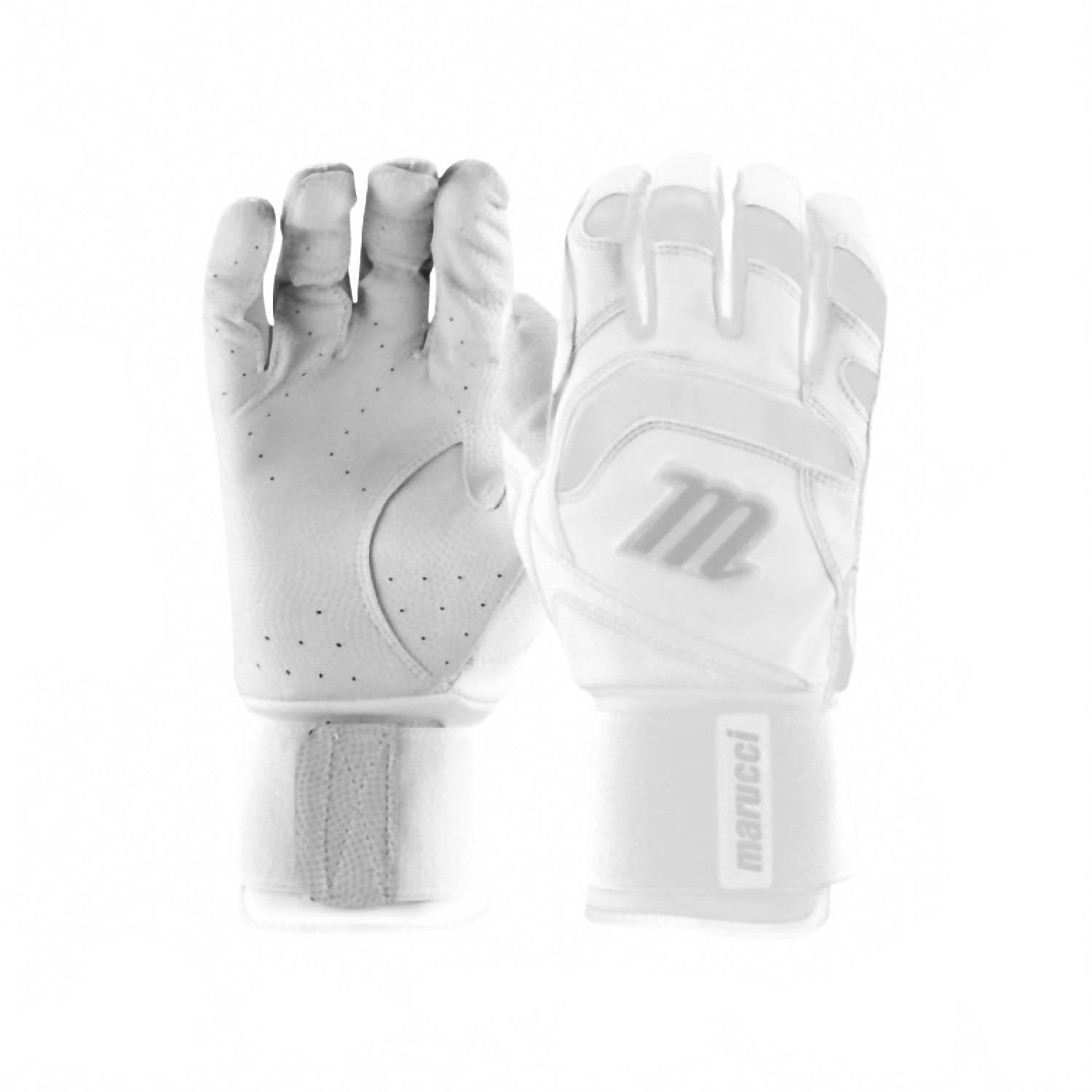 New Marucci Men's Adult Signature Full Wrap Batting Gloves In White/White